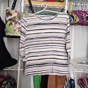 STUDIO WORKS STRIPED T-SHIRT SIZE LARGE PETITE